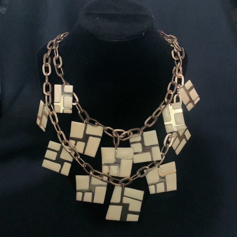 Gold dangling statement necklace